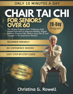 Chair Tai CHI for Seniors Over 60: The 28-Day Program with 10-Minute Daily Seated Exercises to Improve Mobility, Regain Balance, Prevent Falls, Reduce by Rowell, Christina G.