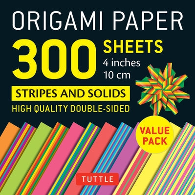 Origami Paper 300 Sheets Stripes and Solids 4 (10 CM): Tuttle Origami Paper: Double-Sided Origami Sheets Printed with 12 Different Designs Loose Leaf Tuttle Publishing