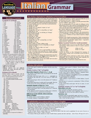 Italian Grammar: A Quickstudy Laminated Language Reference Guide Other Quickstudy Reference Guides