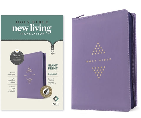 NLT Compact Giant Print Zipper Bible, Filament Enabled (Leatherlike, Diamond Lavender, Indexed, Red Letter) Bible Tyndale House Publishers