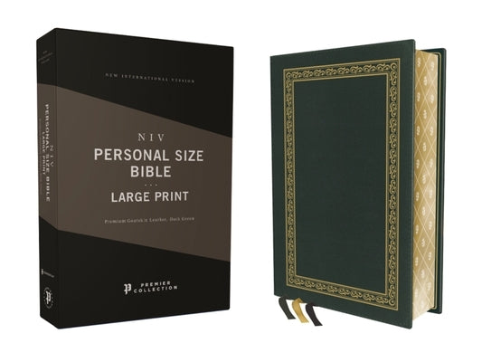 Niv, Personal Size Bible, Large Print, Premium Goatskin Leather, Green, Premier Collection, Black Letter, Gauffered Edges, Comfort Print Bible Zondervan