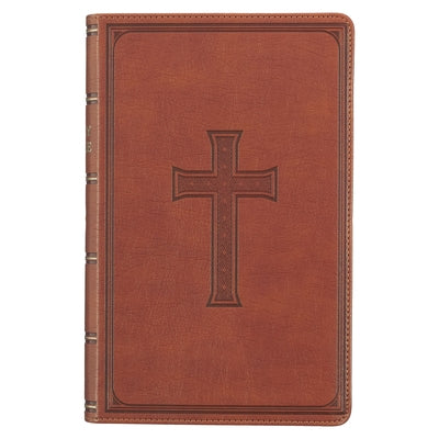 KJV Holy Bible, Giant Print Standard Size Faux Leather Red Letter Edition - Ribbon Marker, King James Version, Brown Bible Christian Art Publishers