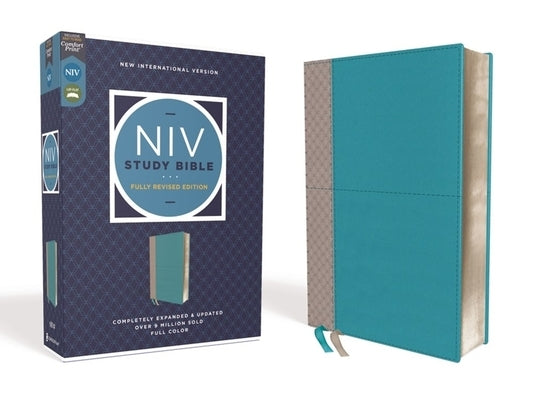 NIV Study Bible, Fully Revised Edition, Leathersoft, Teal/Gray, Red Letter, Comfort Print Bible Zondervan