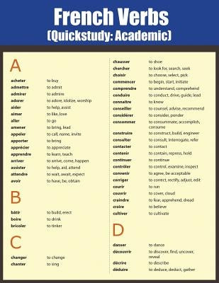 French Verbs: Quick Study Academic Paperback Dot Edu