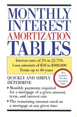 Monthly Interest Amortization Tables: Interest Rates of 2% to 25.75%, Loan Amounts of $50 to $300,000, Terms Up to 40 Years Paperback McGraw-Hill Companies