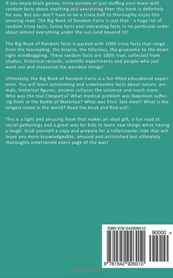 Big Book of Random Facts Volume 6: 1000 Interesting Facts And Tr - MO Corrections Bookstore