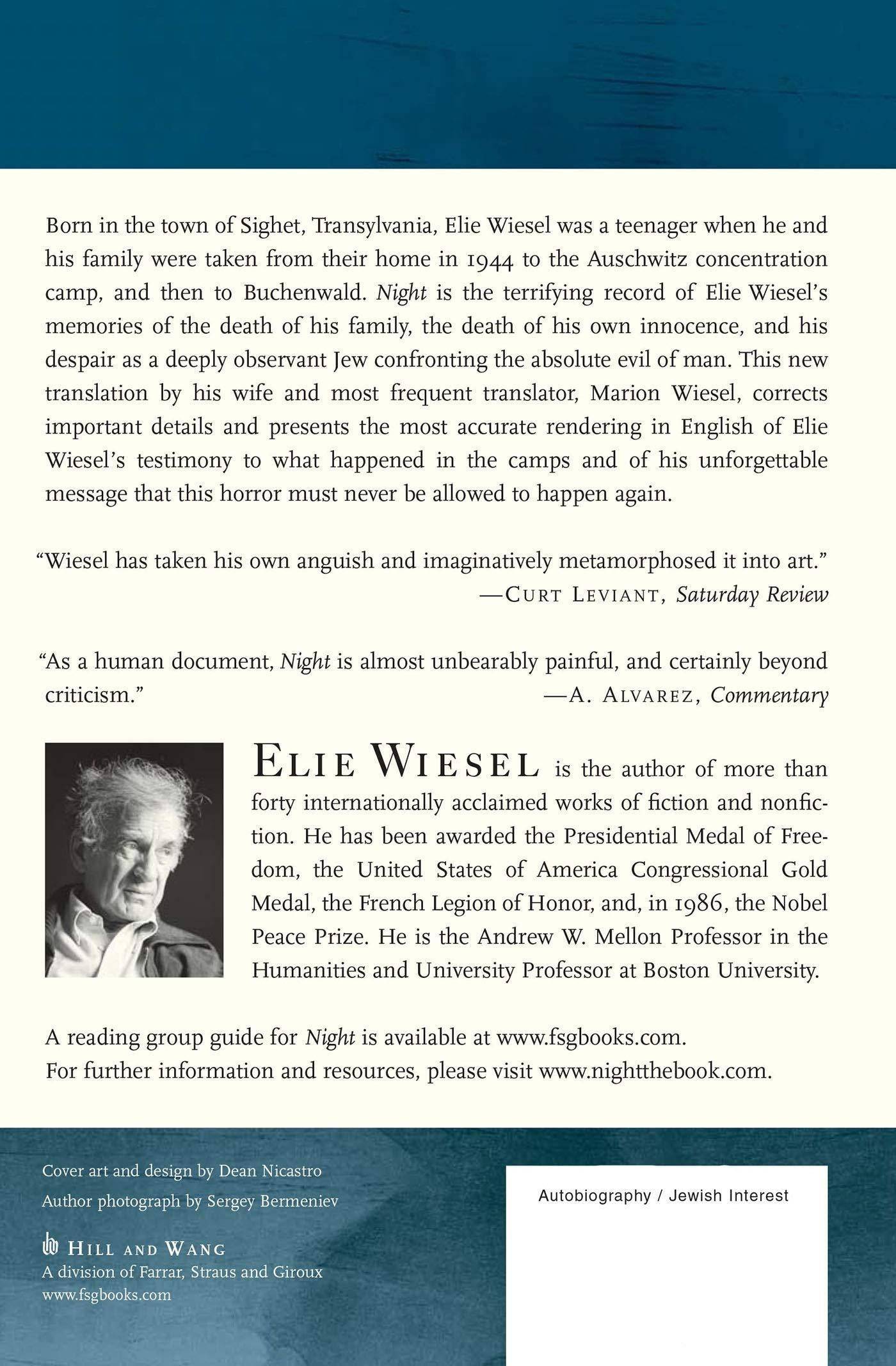 Night Biography & Autobiography | Personal Memoirs Wiesel, Elie