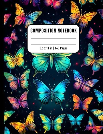 Butterflies Composition Notebook For Inmates: Blank Sketch Book For Men And Women In Jail, Colorful Unrulled Black Journal For Journaling Note Taking, ... Pages, Gift For Butterfly And Insects Lovers - MO Corrections Bookstore