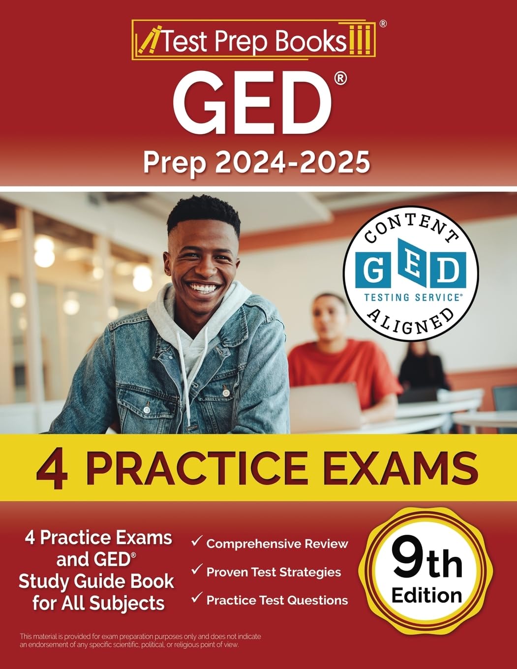 GED Prep 2024-2025: 4 Practice Exams and GED Study Guide Book for All Subjects [9th Edition] Test Prep Books