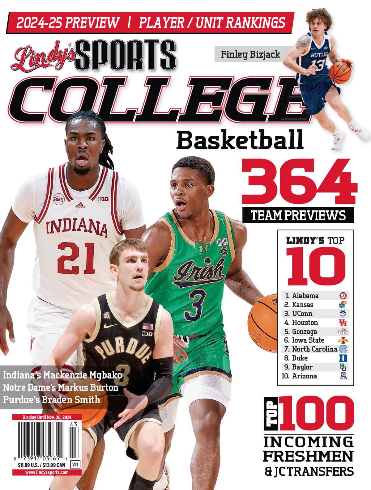 Lindy's Sports College 2024-25 Basketball Magazine Sports Magazines SureShot Books Publishing LLC ND /IND /BUT /PUR