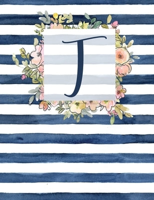 T: Letter T Monogram Initial Notebook - 8.5" x 11" - 100 pages, Dot Bullet Grid Pages- Watercolor Floral Notebook Paperback Independently Published
