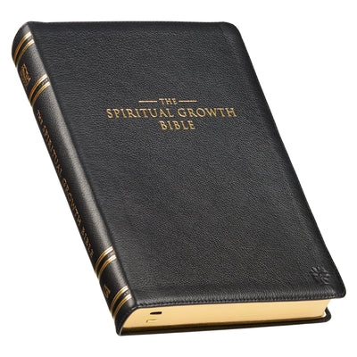 The Spiritual Growth Bible, Study Bible, NLT - New Living Translation Holy Bible, Premium Full Grain Leather, Black Bible Christian Art Gifts