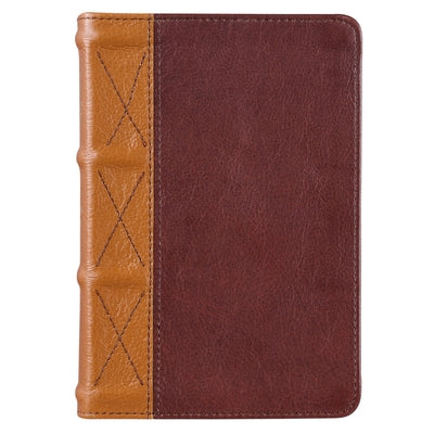 KJV Large Print Compact Bible Two-Tone Toffee/Brandy Full Grain Leather Bible Christian Art Gifts Inc