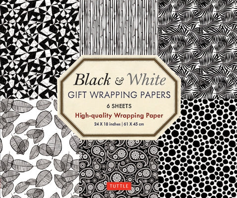 Black & White Gift Wrapping Papers - 6 Sheets: 24 X 18 Inch (61 X 45 CM) Wrapping Paper Tuttle Publishing