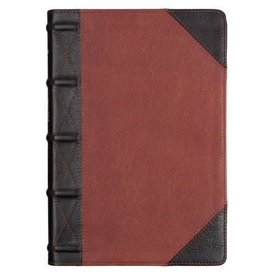 KJV Giant Print Full-Size Bible Two-Tone Brandy/Brown Full Grain Leather Bible Christian Art Gifts Inc