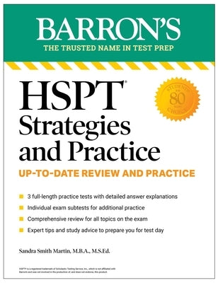 HSPT Strategies and Practice, Second Edition: 3 Practice Tests + Comprehensive Review + Practice + Strategies Paperback Barrons Educational Services