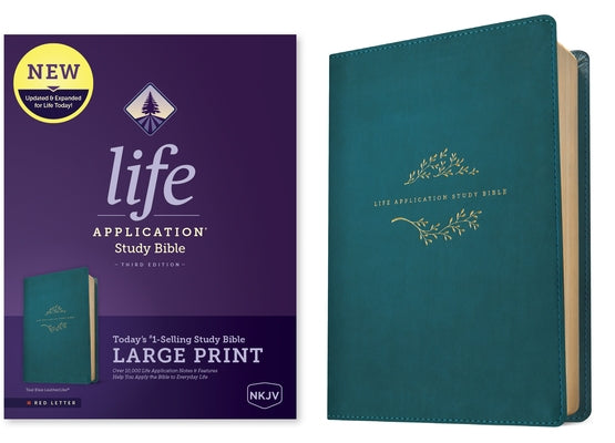 NKJV Life Application Study Bible, Third Edition, Large Print (Leatherlike, Teal Blue, Red Letter) Bible Tyndale House Publishers
