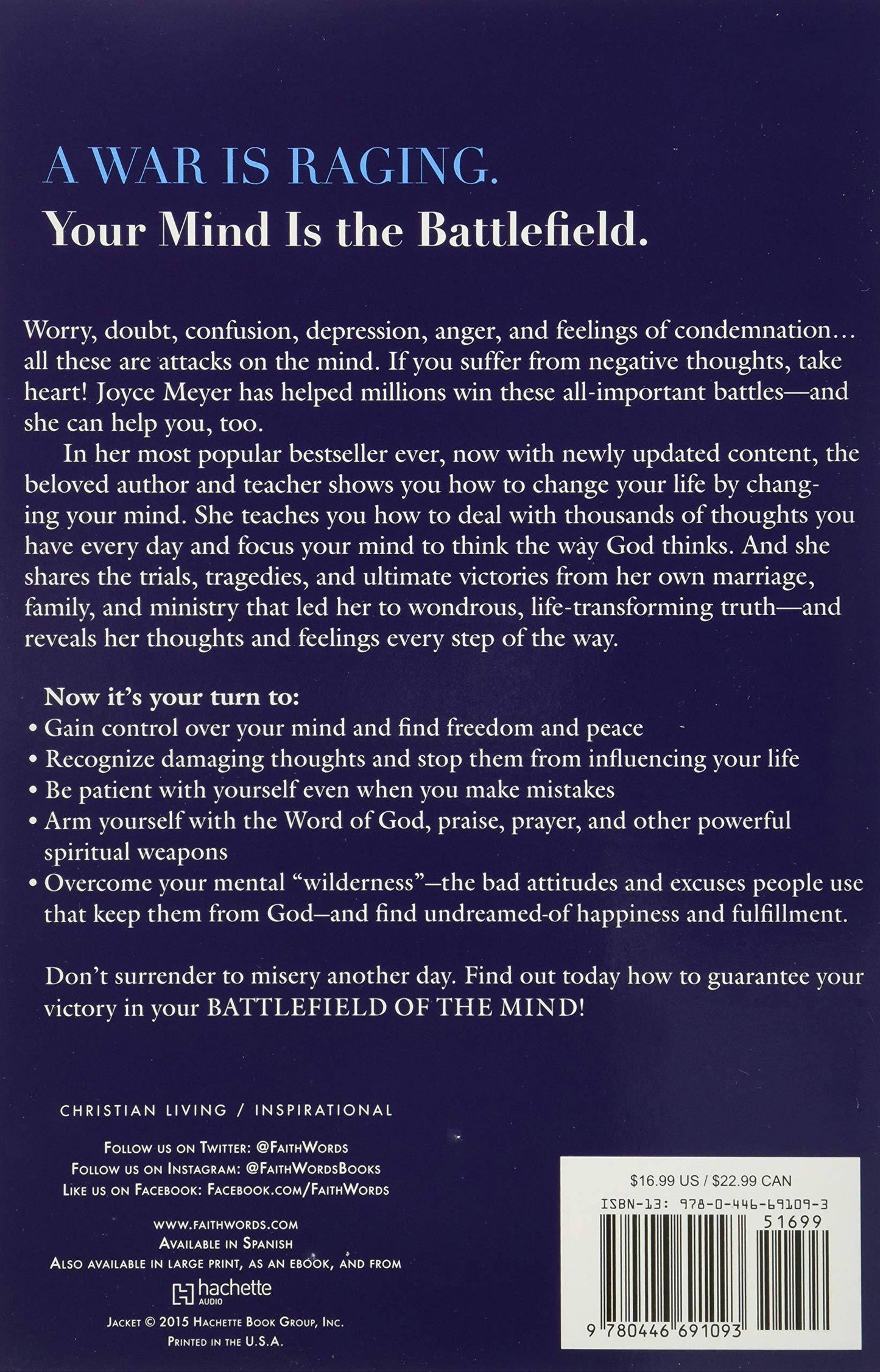 Battlefield of the Mind: Winning the Battle in Your Mind - MO Corrections Bookstore